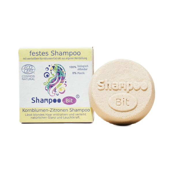 festes ShampooBit® Kornblume-Zitrone
